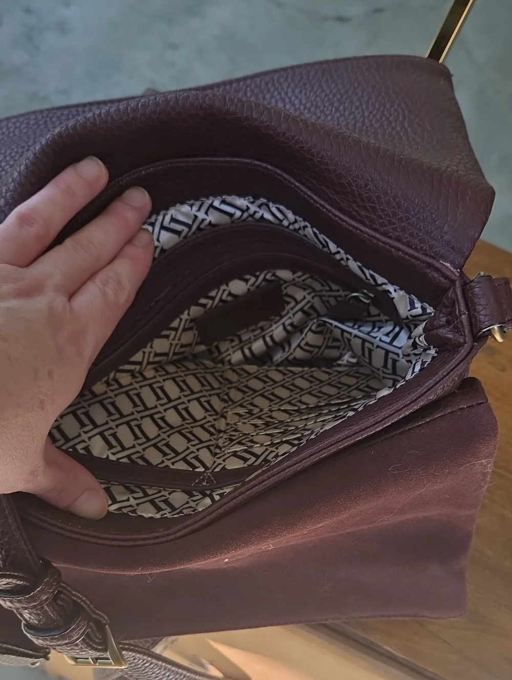 NWOT Tignanello Burgundy Leather Shoulder Bag w/ GUC Black Wallet $400 Retail